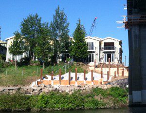 Right hand Riverpark townhouse under deconstruction to make way for the new Sellwood Bridge